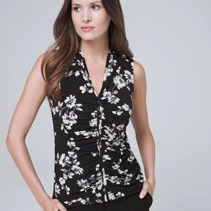 White House Black Market Sleeveless Ruched Floral-Print Lined Top S 570274356